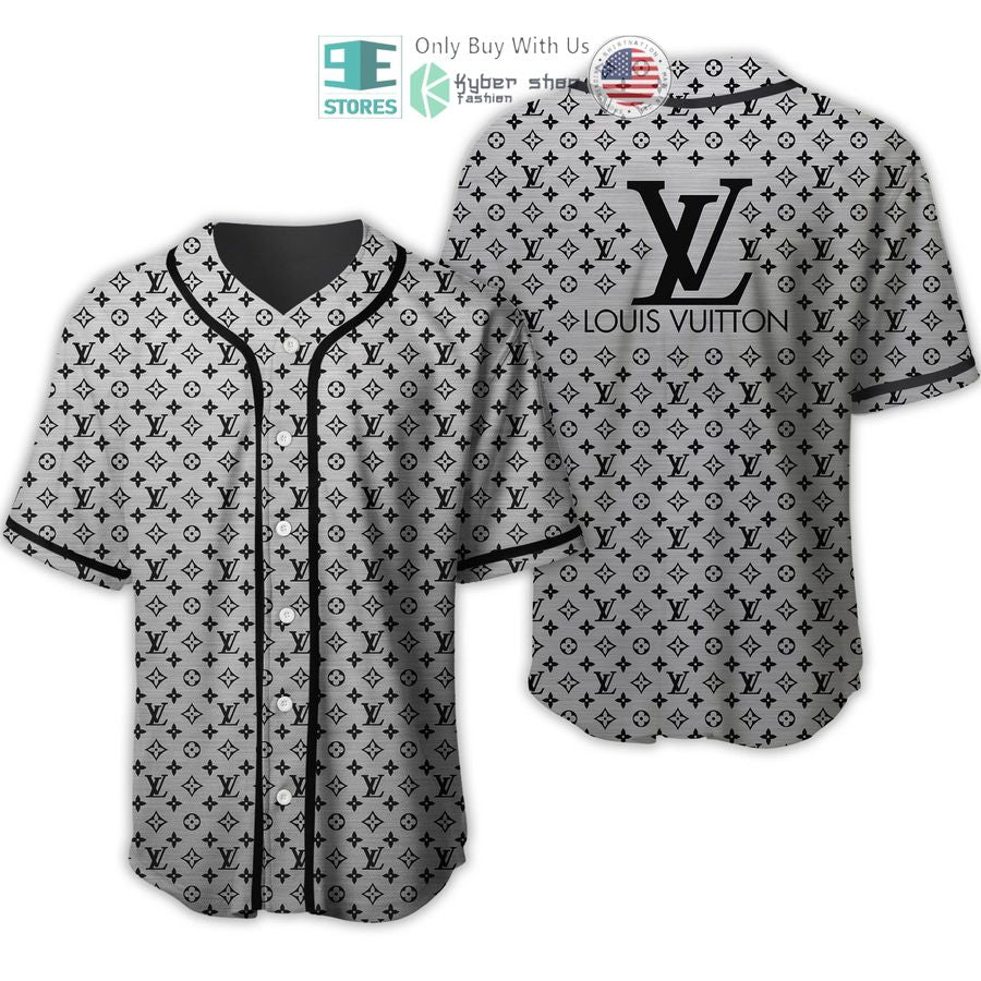 BEST Louis Vuittion Luxury Brand grey pattern Baseball Jersey baseball jersey product view 1