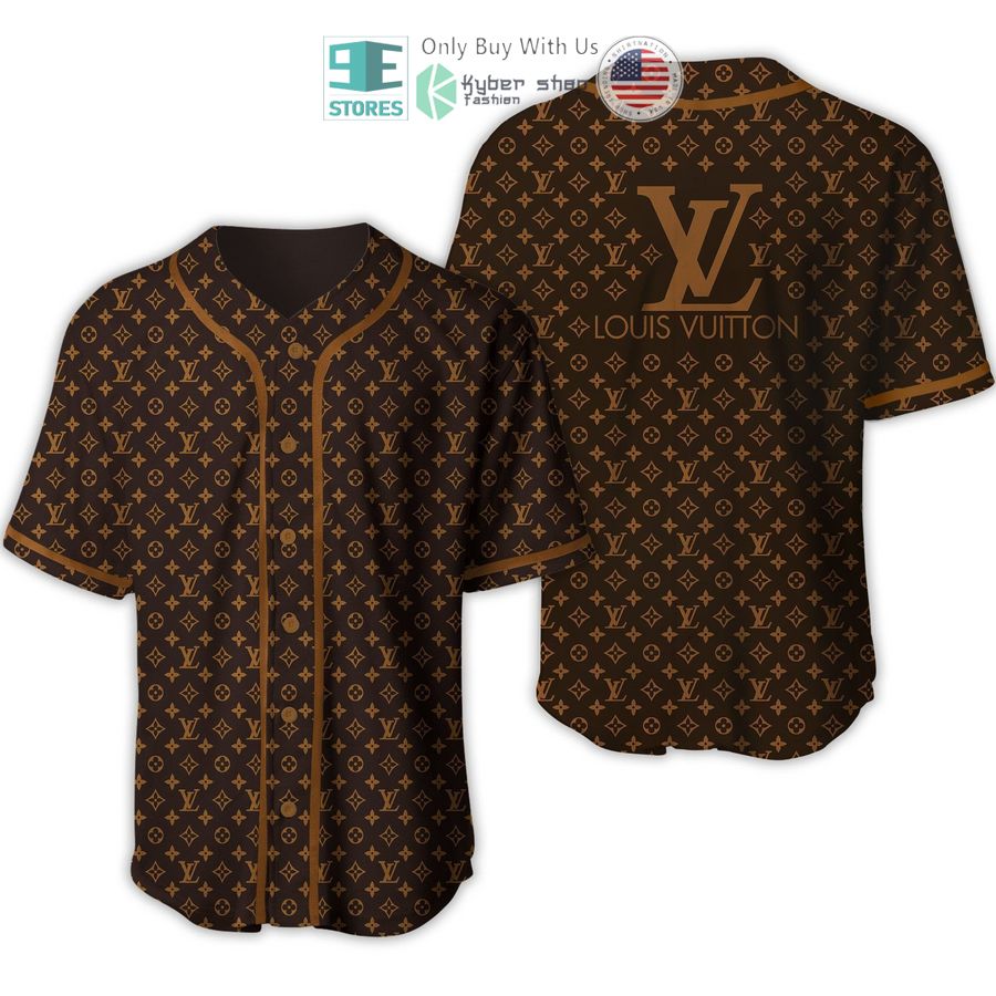 BEST Louis Vuittion Luxury Brand LV logo brown pattern Baseball Jersey baseball jersey product view 1