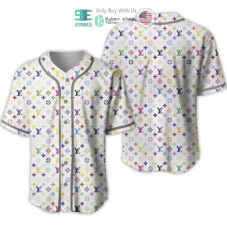 BEST Louis Vuittion Luxury Brand multicolor white Baseball Jersey baseball jersey product view 1