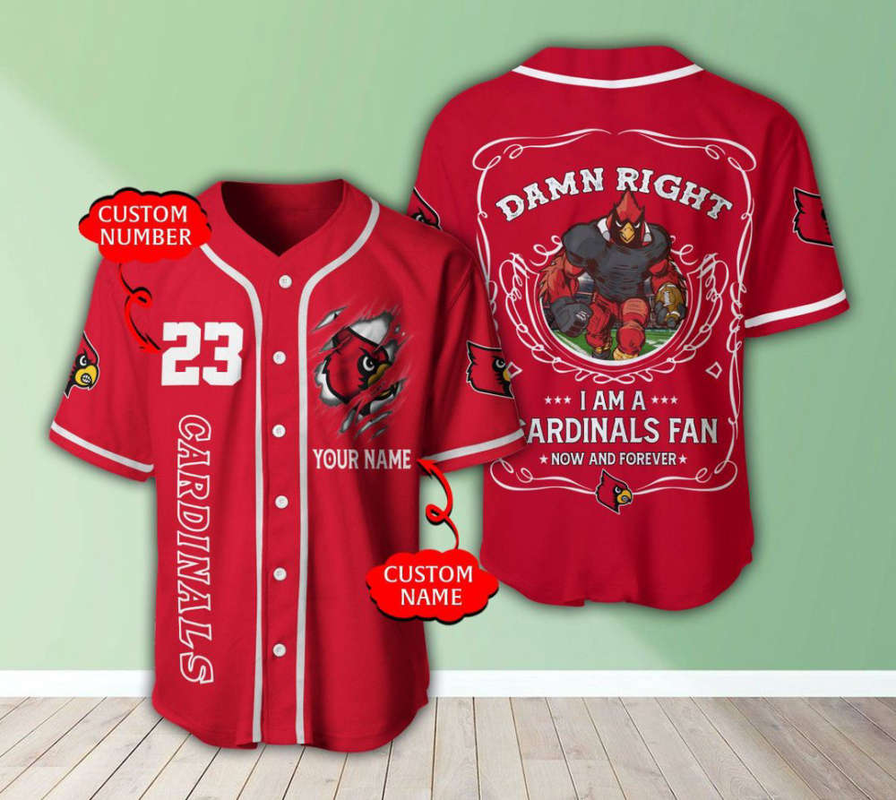 Louisville Cardinals Personalized Baseball Jersey Fan Gifts - lylyprint.com baseball jersey product view 2