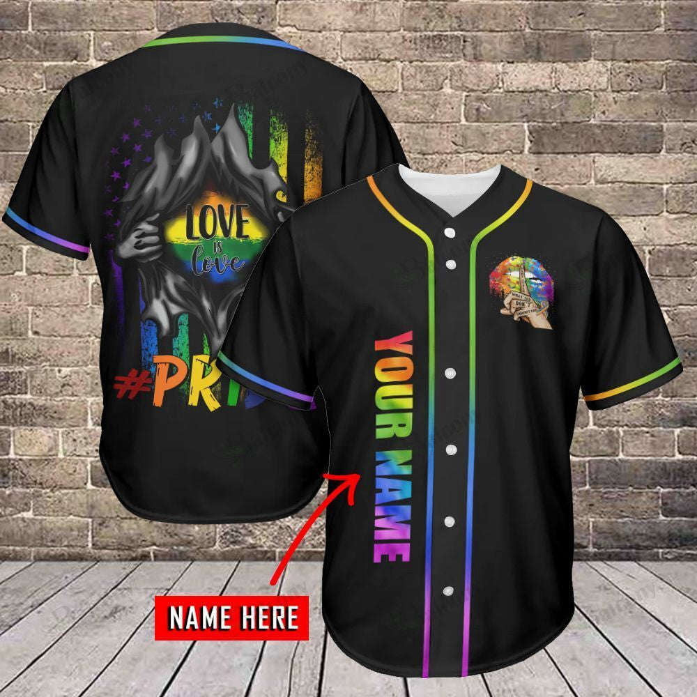 Love is Love Baseball Jersey 301: LGBT Baseball Tee for All-Inclusive Fans - Aopprinter baseball jersey product view 3