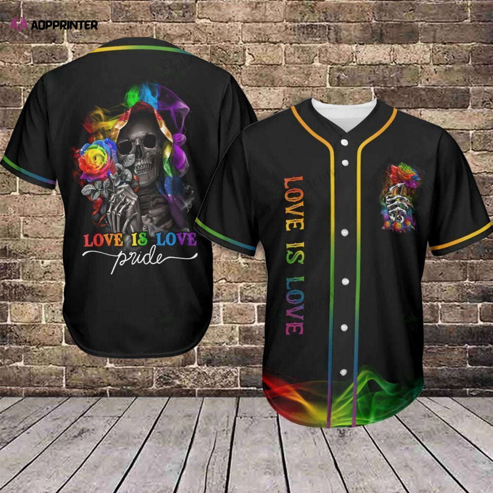 Love is Love Baseball Jersey 359 - Baseball Tee LGBT Skull - Aopprinter baseball jersey product view 1
