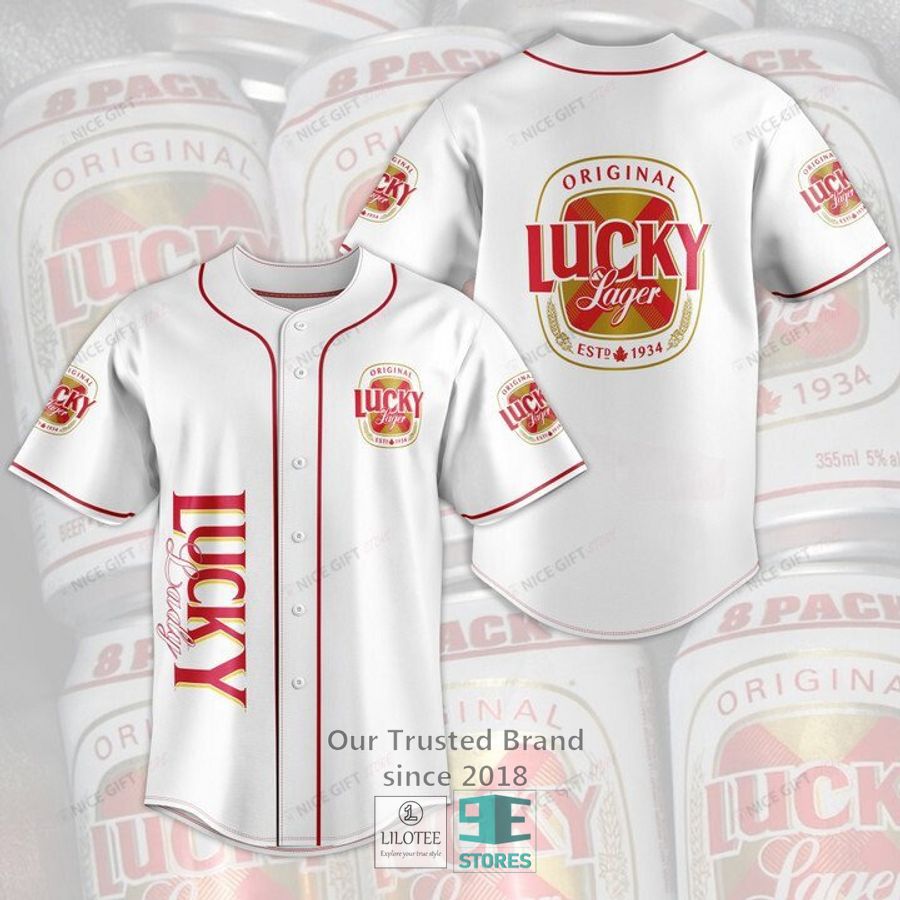 Lucky Lager Baseball Jersey baseball jersey product view 1