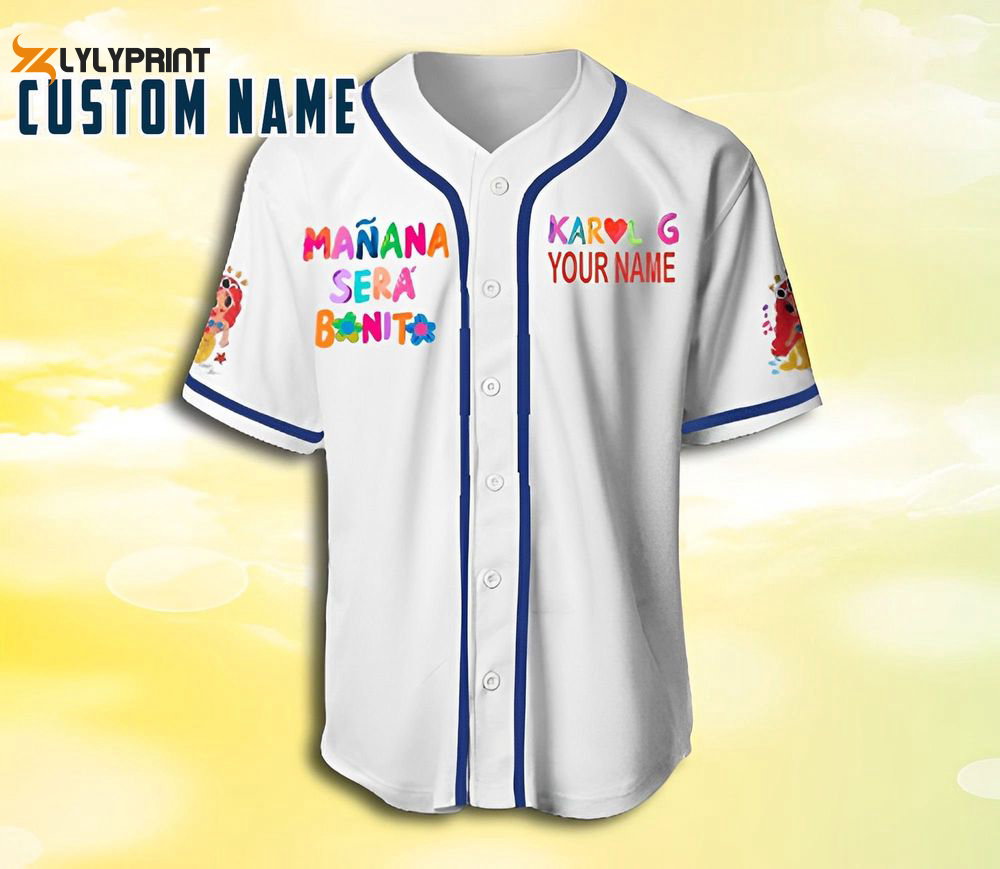 Maana Sera Bonito Jersey,La Bichota Jersey,KaroL G Merch, Karol G New Album,Custom Baseball Jersey - lylyprint.com baseball jersey product view 1