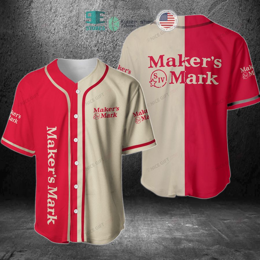 BEST Maker's Mark red cream Baseball Jersey baseball jersey product view 1