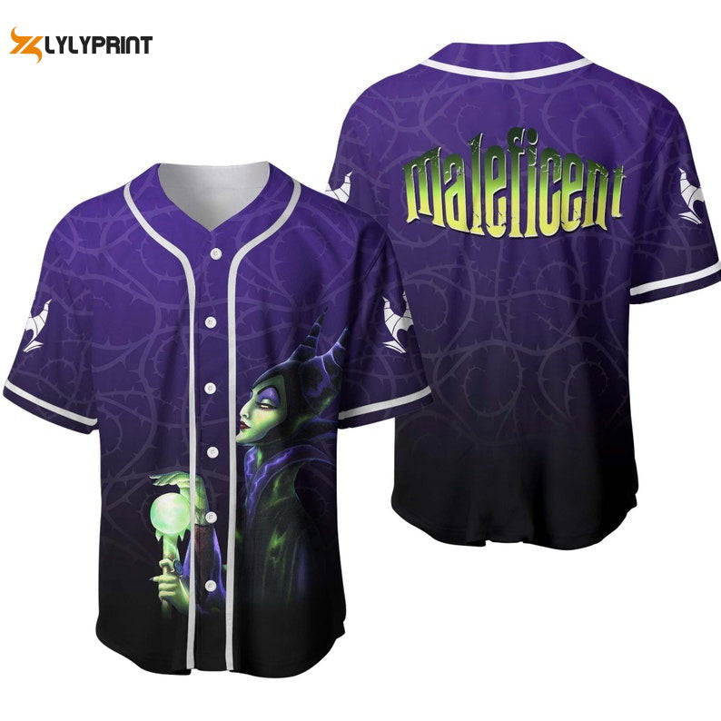 Maleficent All Over Print Baseball Jersey - Ombre Purple Black - lylyprint.com baseball jersey product view 1