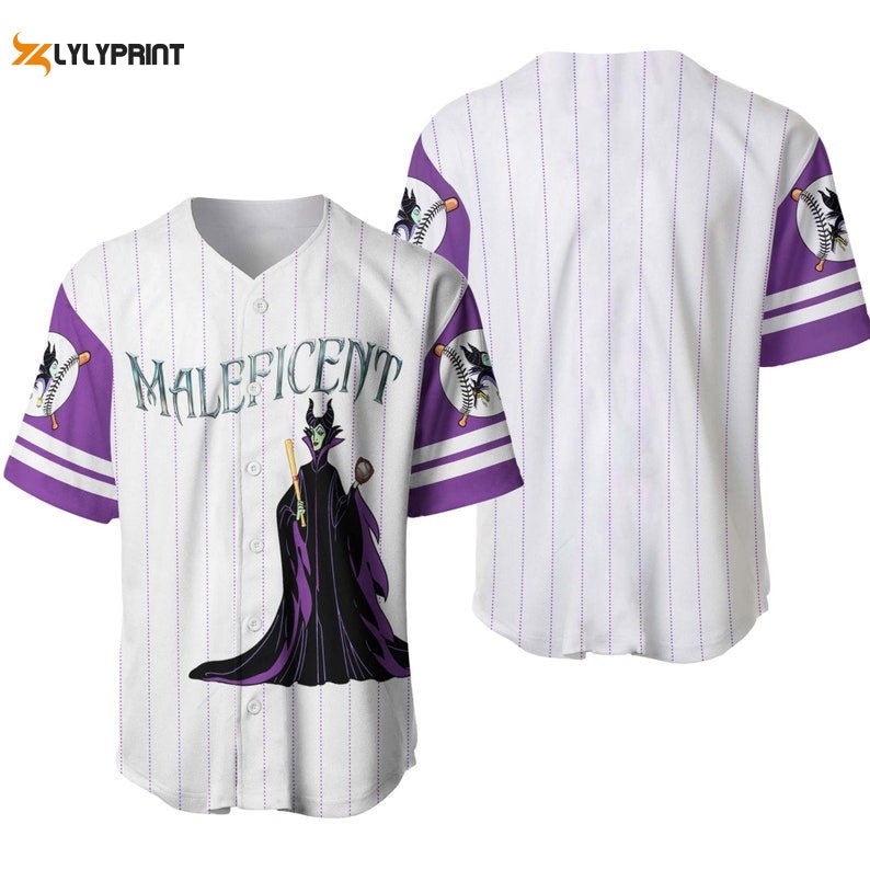 Maleficent All Over Print Pinstripe Baseball Jersey - lylyprint.com baseball jersey product view 1