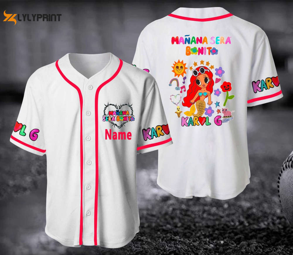 Manana Sera Bonito Jersey, Karol G Red Baseball Jersey - lylyprint.com baseball jersey product view 1