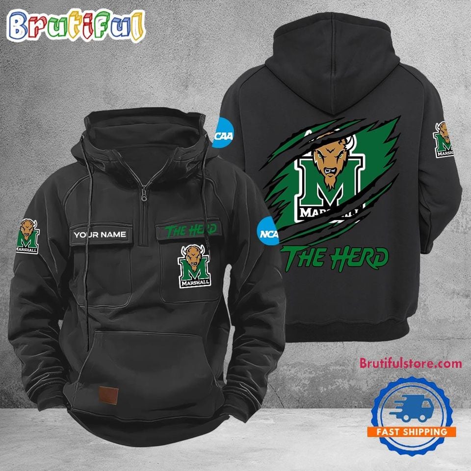 Marshall Thundering Herd Sport Team Design Logo Name Cargo Hoodie Unisex T-shirt, Sweatshirt, Hoodie, Long Sleeve Tee - T-Shirt, Sweatshirt, Hoodie