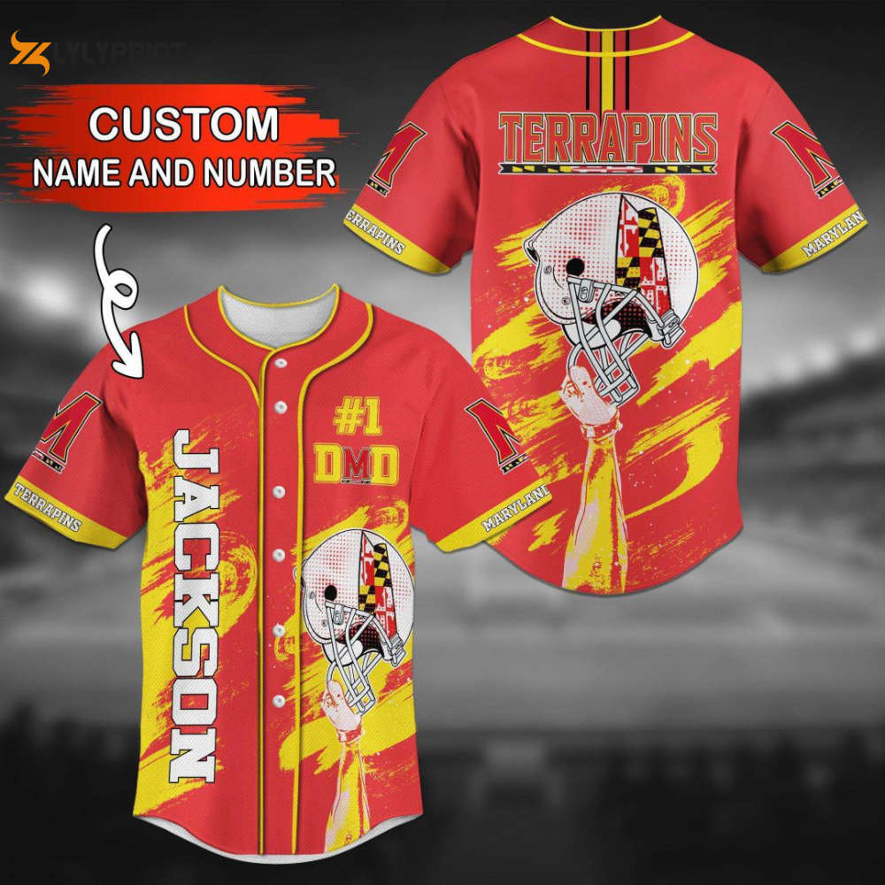Custom Maryland Terrapins Baseball Jersey - Personalized - lylyprint.com baseball jersey product view 1