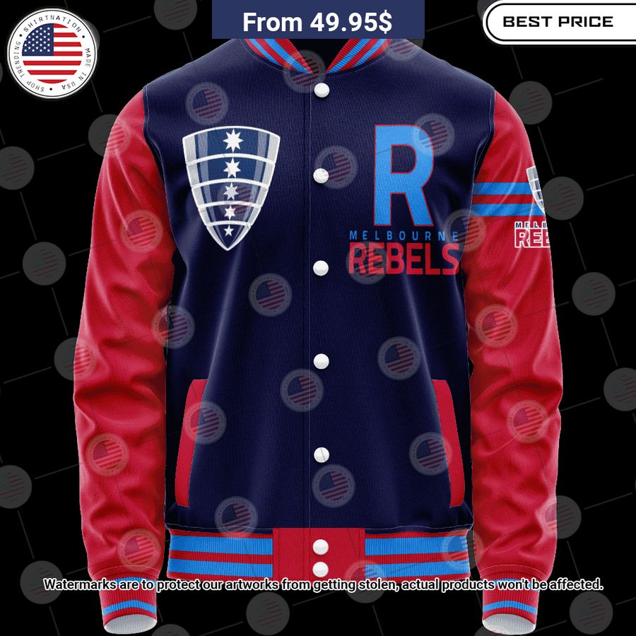 BEST Melbourne Rebels Vintage Logo Custom Baseball Jacket baseball jersey product view 1