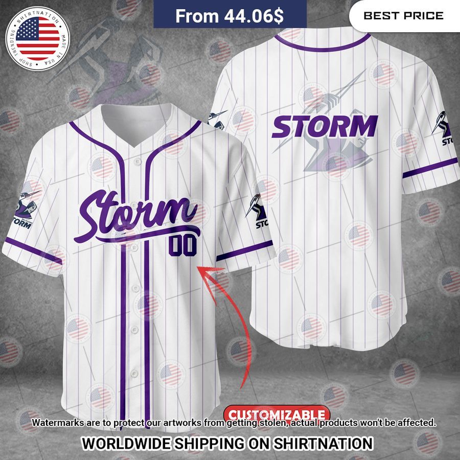 Melbourne Storm Custom Baseball Jersey baseball jersey product view 1