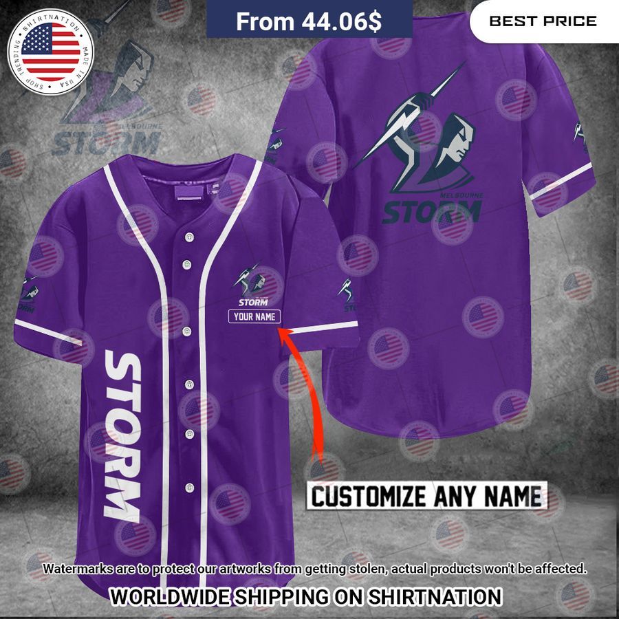 Melbourne Storm Custom Name Baseball Jersey baseball jersey product view 1