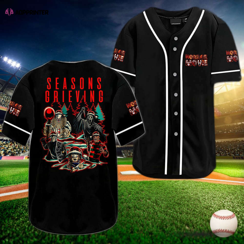 Men s Horror Movie Characters Baseball Jersey: Embrace Your Love for Scary Films! baseball jersey product view 1