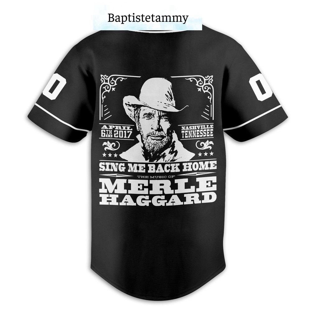 Merle Haggard Baseball Jersey For Men Women, Sing Me Back Home Jersey - lylyprint.com baseball jersey product view 2