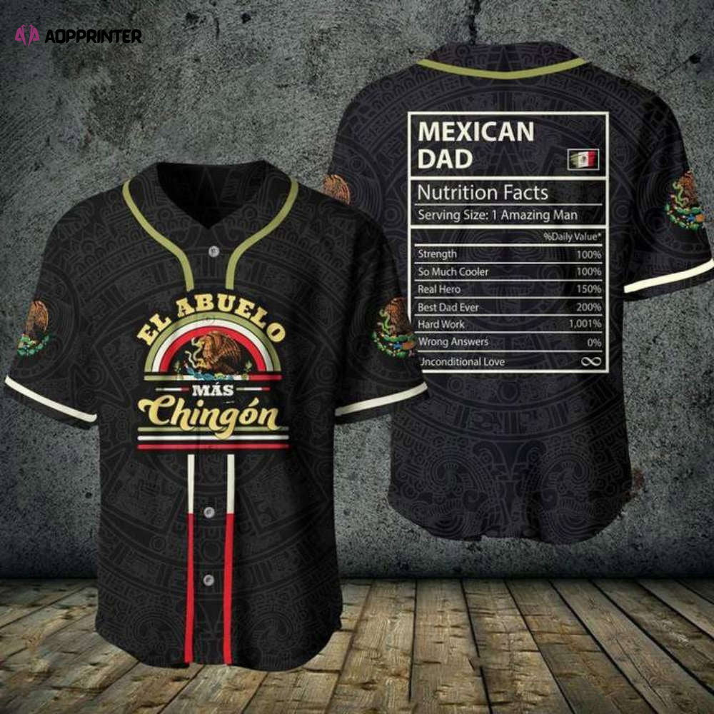 Mexican Dad Nutrition Facts Baseball Jersey – Stylish & Nutritious Apparel baseball jersey product view 1