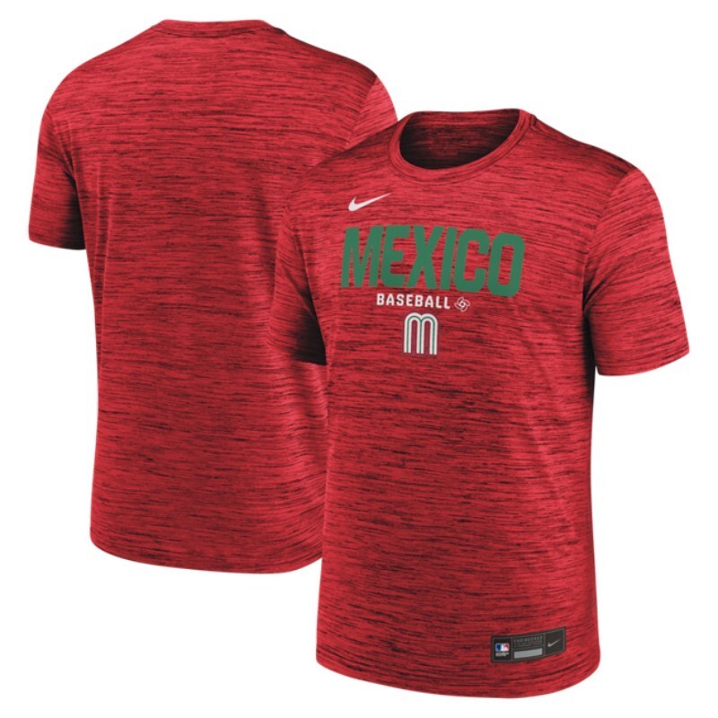 mexico baseball red 2026 world baseball classic velocity dri-fit t-shirt Soccer Jersey baseball jersey product view 1