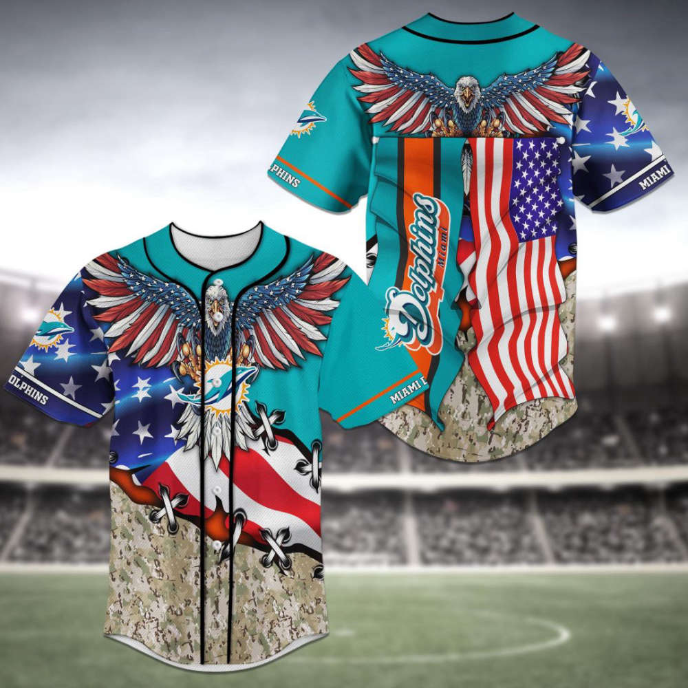 Miami Dolphins Baseball Jersey - lylyprint.com baseball jersey product view 2