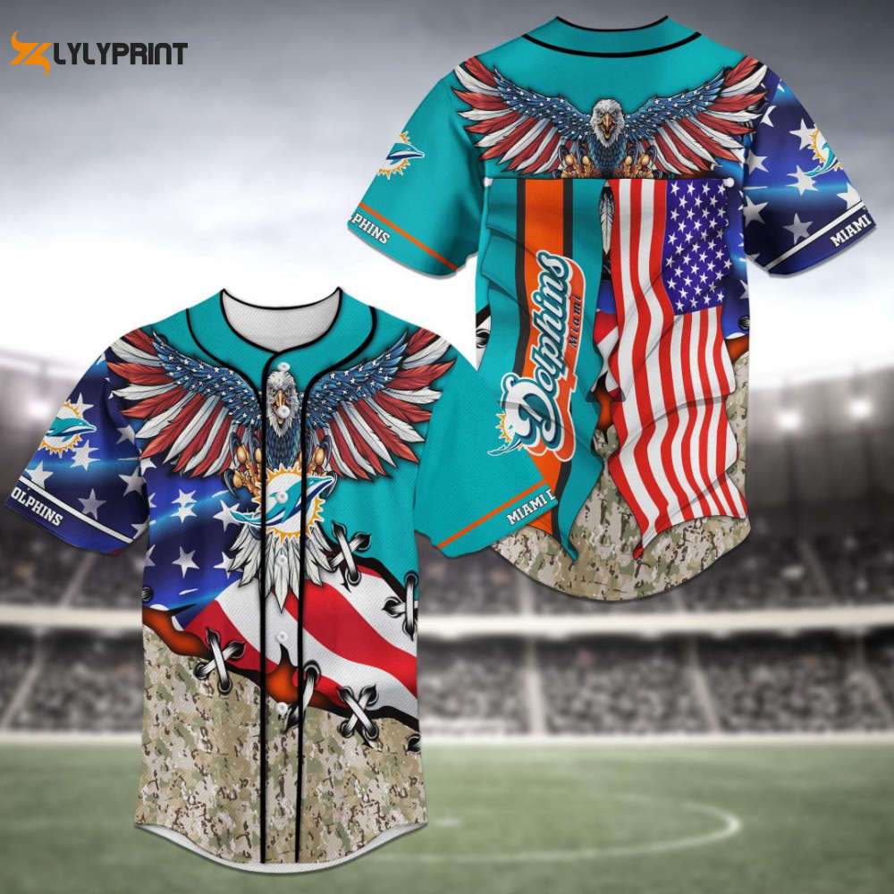 Miami Dolphins Baseball Jersey - lylyprint.com baseball jersey product view 1