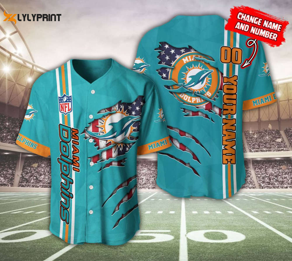 Miami Dolphins Personalized Baseball Jersey Gift For Men Women - lylyprint.com baseball jersey product view 1