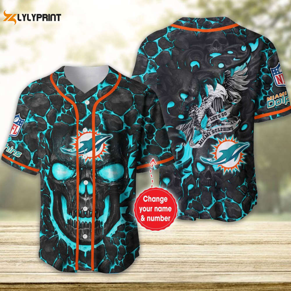 Miami Dolphins Personalized Baseball Jersey Fan Gifts - lylyprint.com baseball jersey product view 1