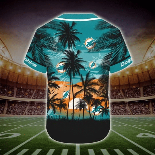 Shop the Miami Dolphins Tropical Baseball Jersey- Perfect for Sunny Miami Games! - lylyprint.com baseball jersey product view 4
