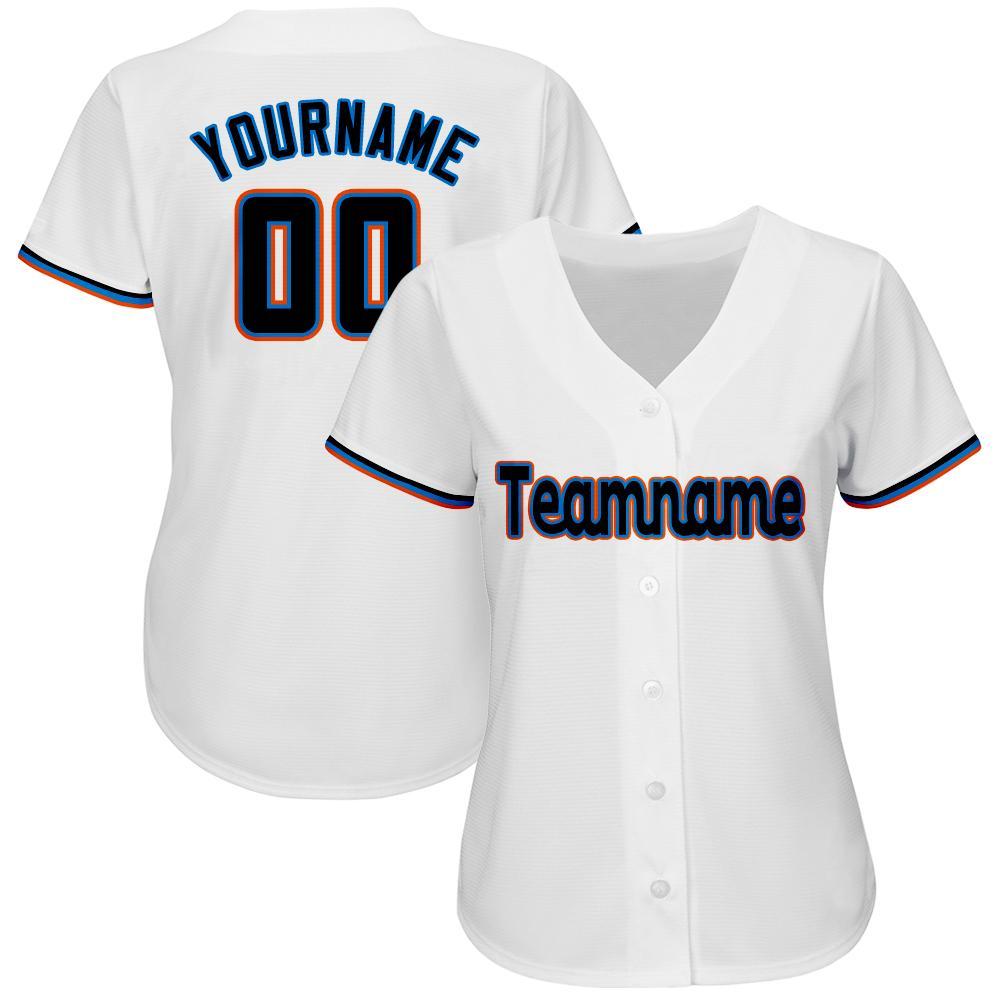 Custom White Black-Orange Baseball Jersey baseball jersey product view 2