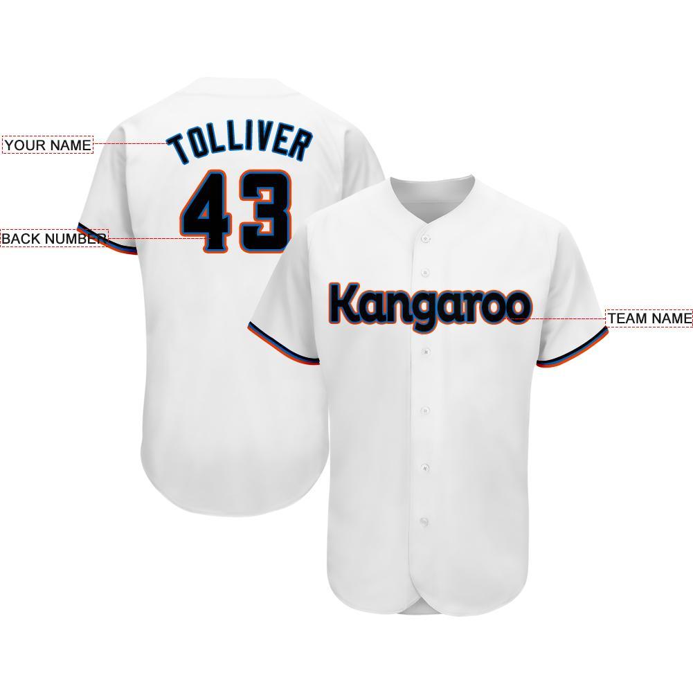 Custom White Black-Orange Baseball Jersey baseball jersey product view 3
