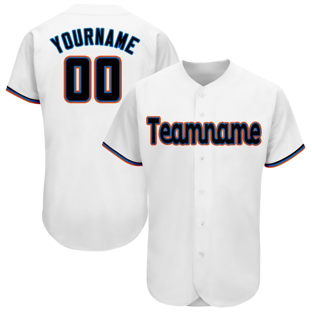 Custom White Black-Orange Baseball Jersey baseball jersey product view 1