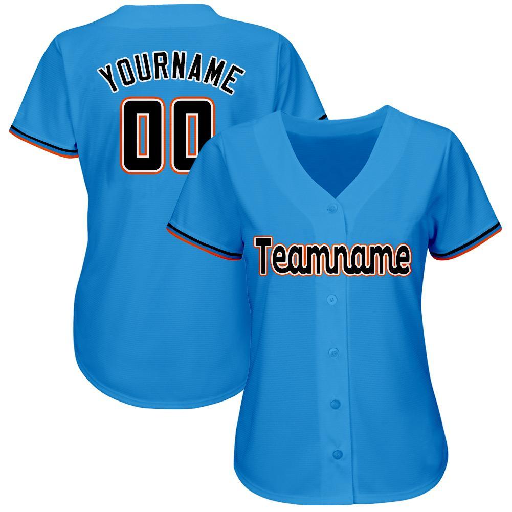 Custom Powder Blue Black-Orange Baseball Jersey baseball jersey product view 2