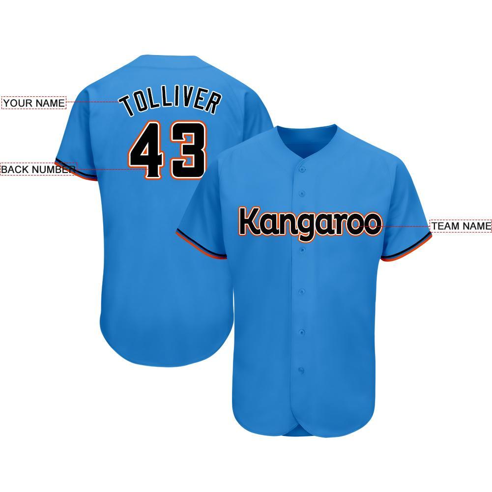 Custom Powder Blue Black-Orange Baseball Jersey baseball jersey product view 3