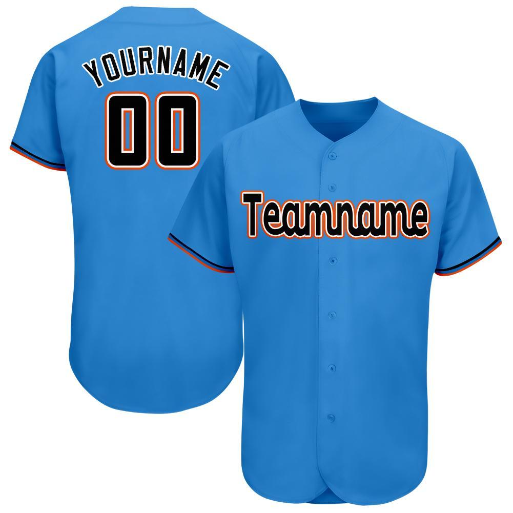 Custom Powder Blue Black-Orange Baseball Jersey baseball jersey product view 1