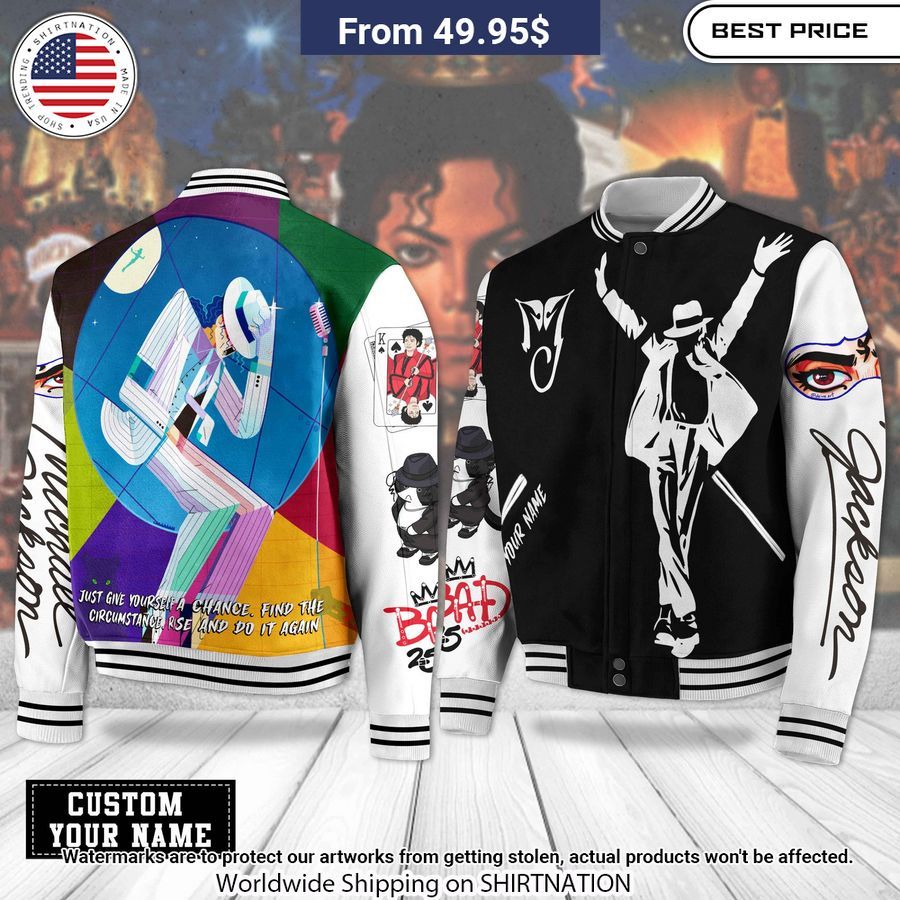 Michael Jackson Custom Baseball Jacket baseball jersey product view 1