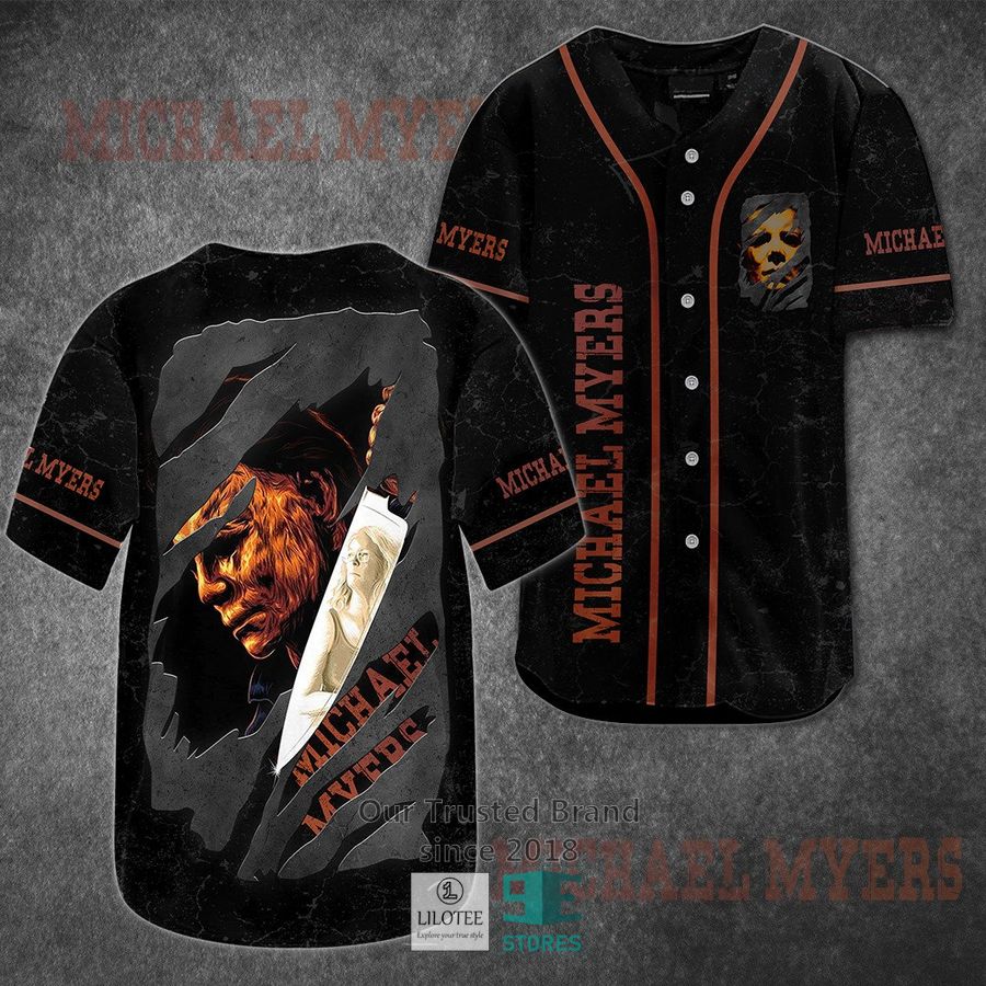 Michael Myers 3d face Horror Movie black Baseball Jersey baseball jersey product view 1