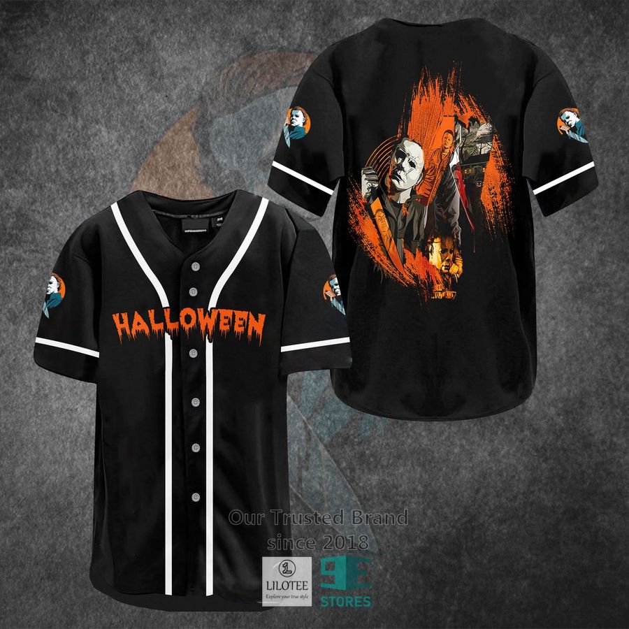Michael Myers Halloween Horror Movie Black Baseball Jersey baseball jersey product view 1