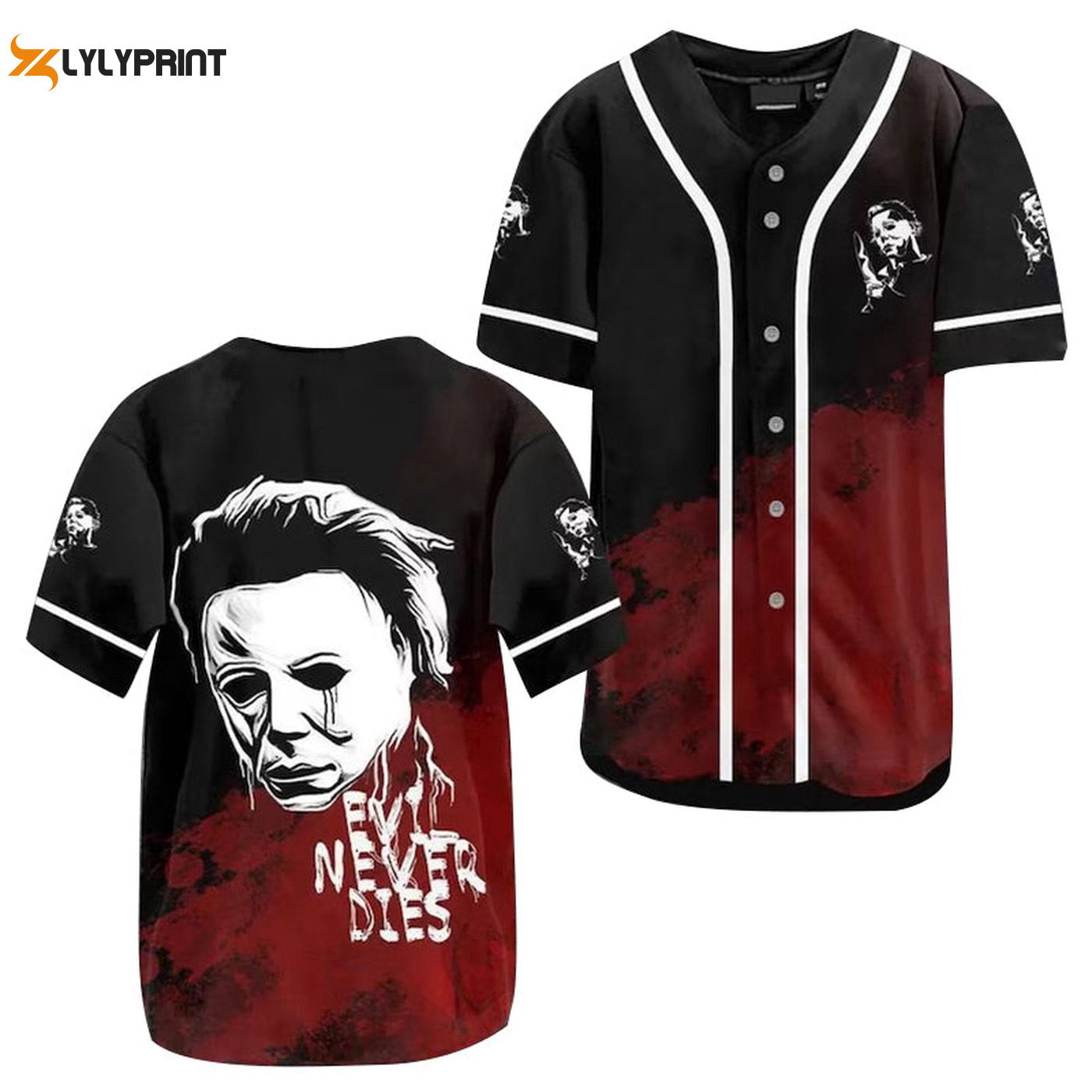 Michael Myers Red Black Baseball Jersey - Gift for Men Women - Gift for Men Women - lylyprint.com baseball jersey product view 1
