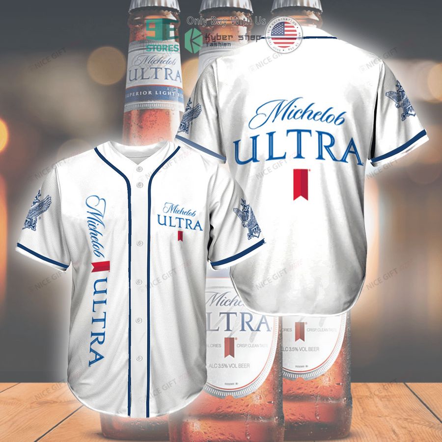 BEST Michelob Ultra white Baseball Jersey baseball jersey product view 1