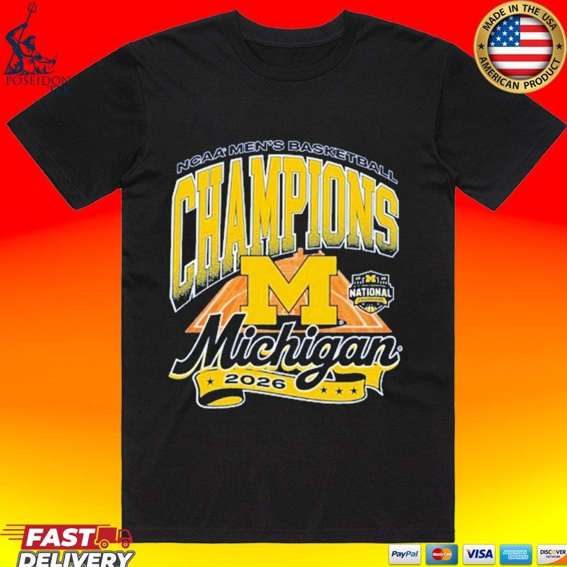 Michigan Wolverines 2026 Mens Basketball National Champions Court T-shirt Unisex T-shirt, Sweatshirt, Hoodie, Long Sleeve Tee - T-Shirt, Sweatshirt, Hoodie