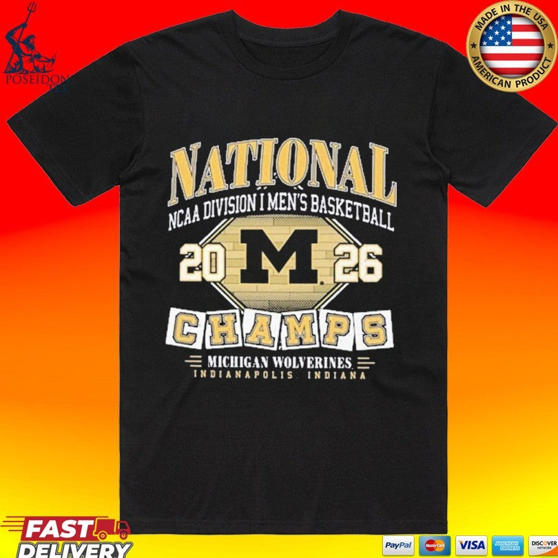 Michigan Wolverines 2026 Mens Basketball National Champions Hardwood T-shirt Unisex T-shirt, Sweatshirt, Hoodie, Long Sleeve Tee - T-Shirt, Sweatshirt, Hoodie