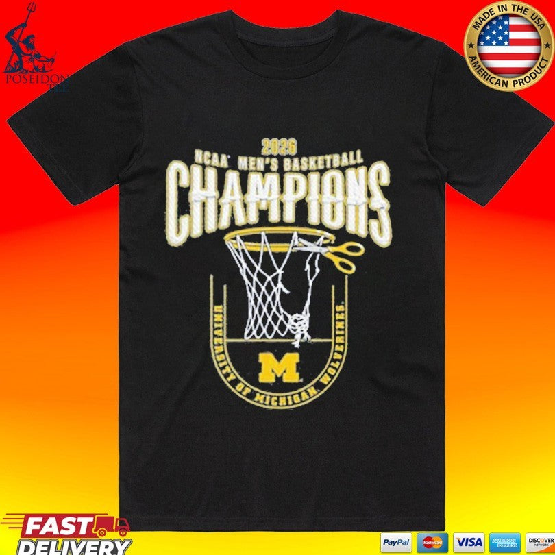 Michigan Wolverines 2026 Mens Basketball National Champions Net T-shirt Unisex T-shirt, Sweatshirt, Hoodie, Long Sleeve Tee - T-Shirt, Sweatshirt, Hoodie