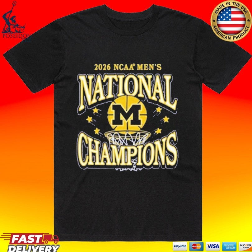 Michigan Wolverines 2026 Mens Basketball National Champions T-shirt Unisex T-shirt, Sweatshirt, Hoodie, Long Sleeve Tee - T-Shirt, Sweatshirt, Hoodie