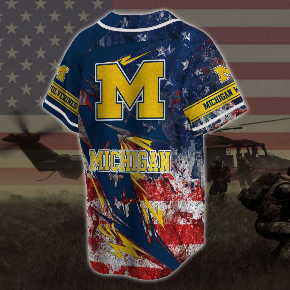Michigan Wolverines Baseball Jersey Gift for Men Women - lylyprint.com baseball jersey product view 3
