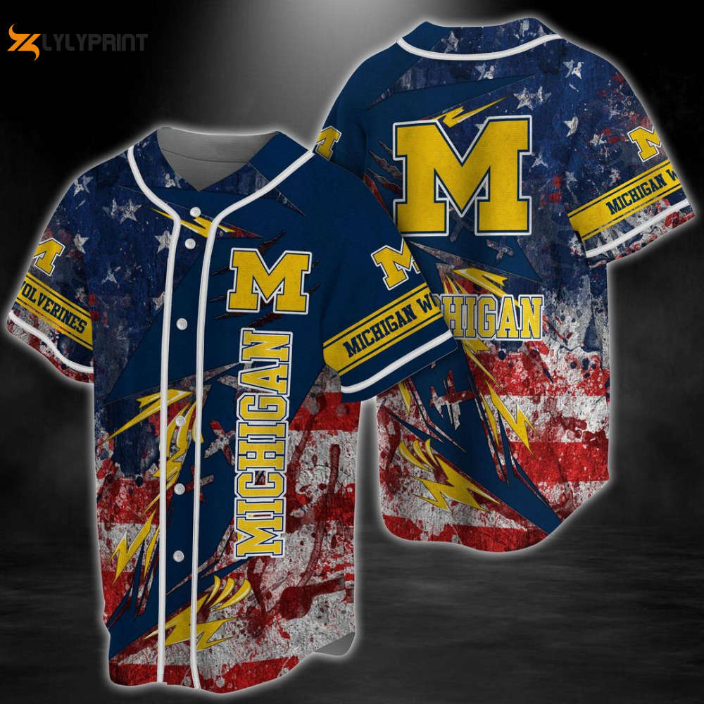 Michigan Wolverines Baseball Jersey Gift for Men Women - lylyprint.com baseball jersey product view 1