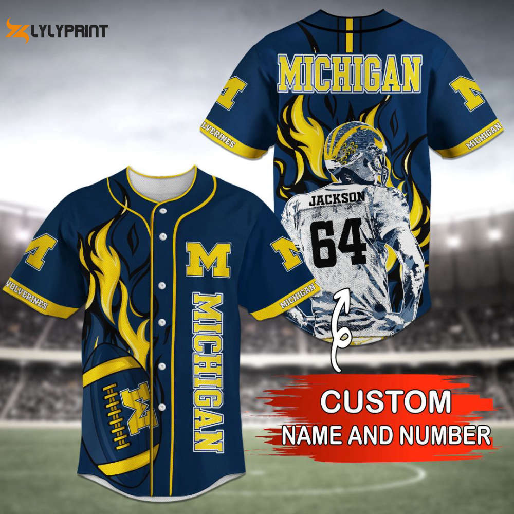 Michigan Wolverines Baseball Jersey Personalized 2023 BJ0225 - lylyprint.com baseball jersey product view 1
