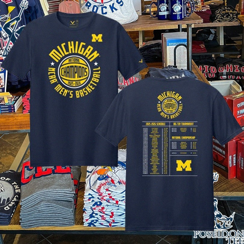 Michigan Wolverines Basketball 2025-26 National Champions Schedule T-shirt Unisex T-shirt, Sweatshirt, Hoodie, Long Sleeve Tee - T-Shirt, Sweatshirt, Hoodie