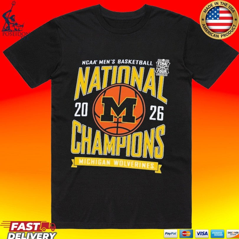 Michigan Wolverines Champion Youth 2026 NCAA Mens Basketball National Champions Powerblend T-shirt - T-Shirt, Sweatshirt, Hoodie