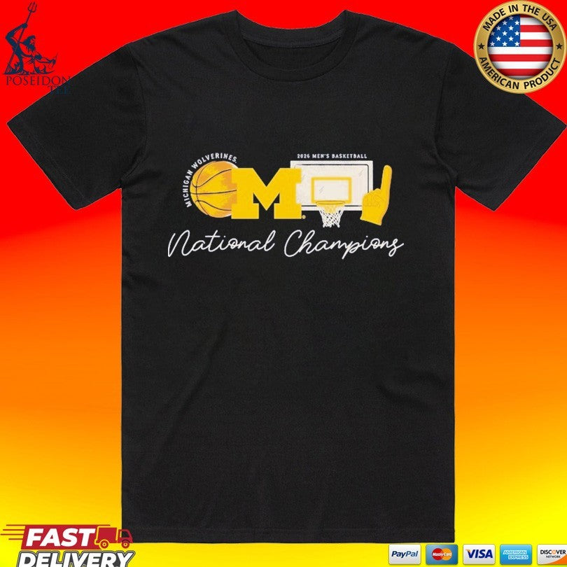 Michigan Wolverines Comfort Colors Womens 2026 NCAA Mens Basketball National Champions Sketch Element T-shirt - T-Shirt, Sweatshirt, Hoodie