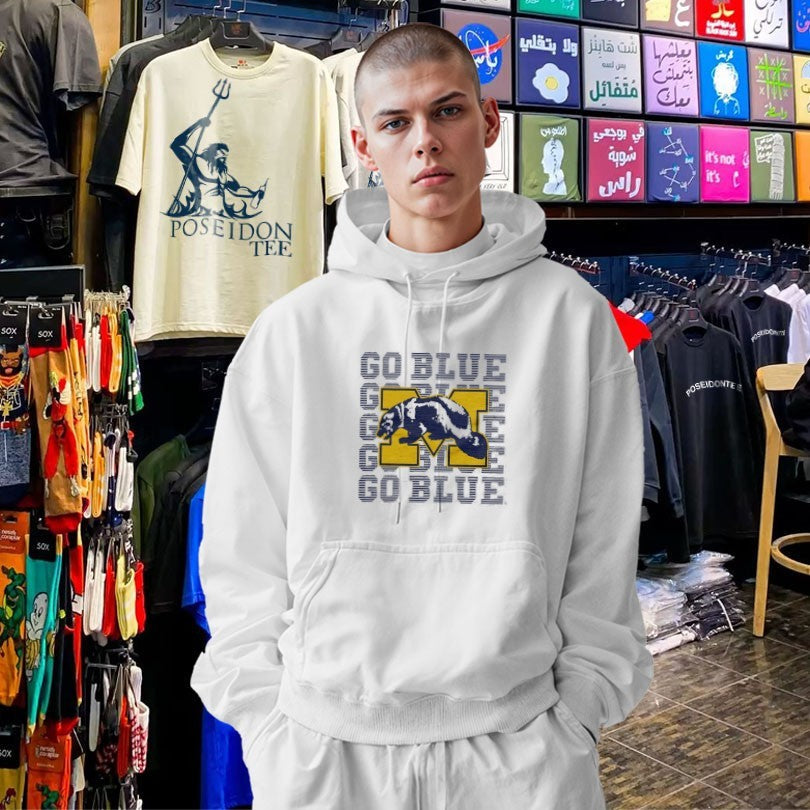 Michigan Wolverines Go Blue Repeat - Adult & Kids T-Shirts, Sweatshirts & Hoodies apparel design preview 2