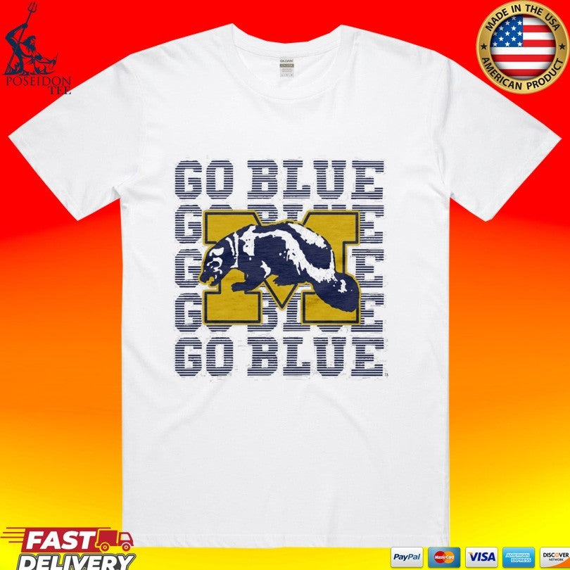Michigan Wolverines Go Blue Repeat T-shirt Unisex T-shirt, Sweatshirt, Hoodie, Long Sleeve Tee - T-Shirt, Sweatshirt, Hoodie