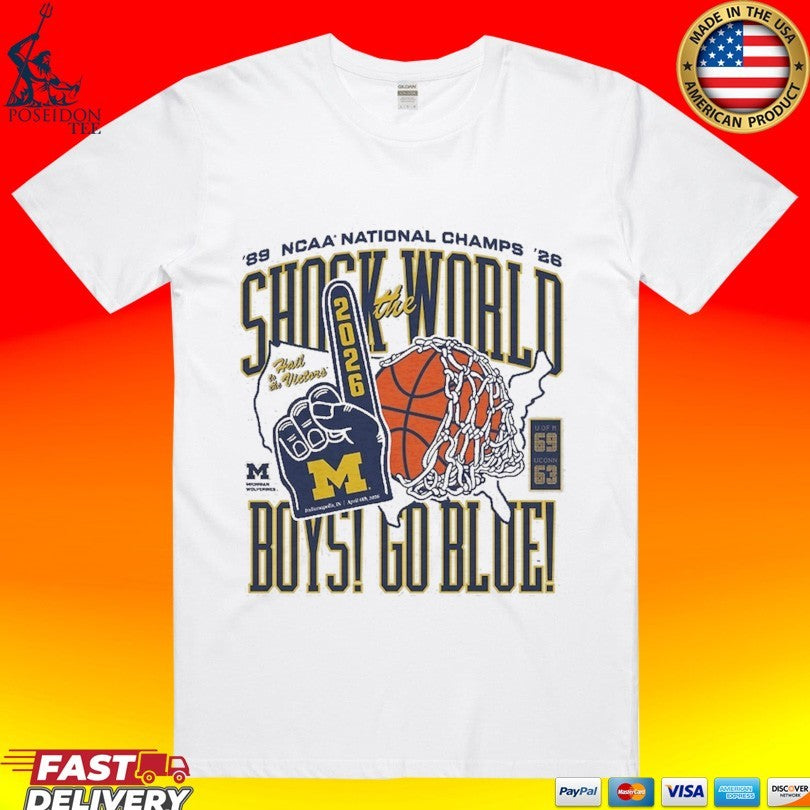Michigan Wolverines Homefield Two-time Ncaa Mens Basketball National Champions Shock The World T-shirt - T-Shirt, Sweatshirt, Hoodie